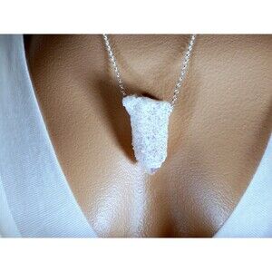 Sparkling Angel Aura Cactus Quartz-Fluorite-Sterling Silver Pendant Necklace